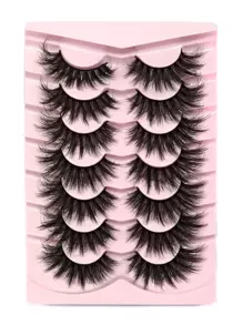 7pairs Cat Eye False Eyelashes Strip Lashes, Lashes, Eyelashes, Fake Lashes - Black - View 1