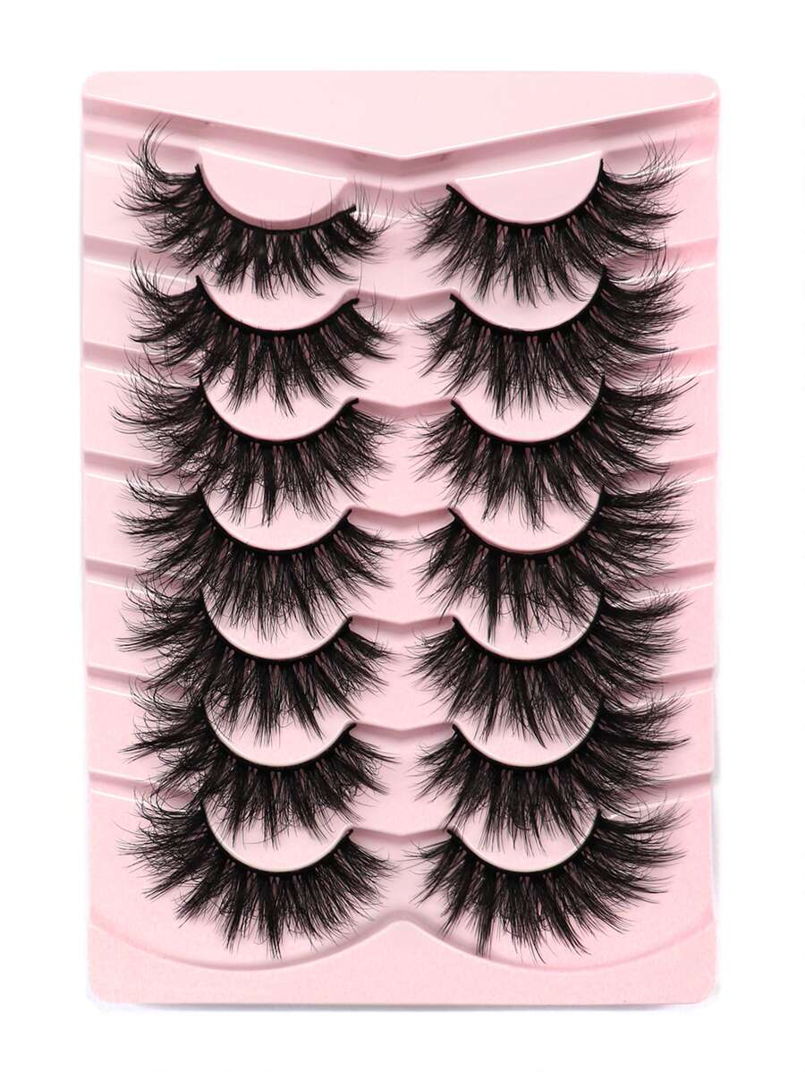 7pairs Cat Eye False Eyelashes Strip Lashes, Lashes, Eyelashes, Fake Lashes - Black - View 1