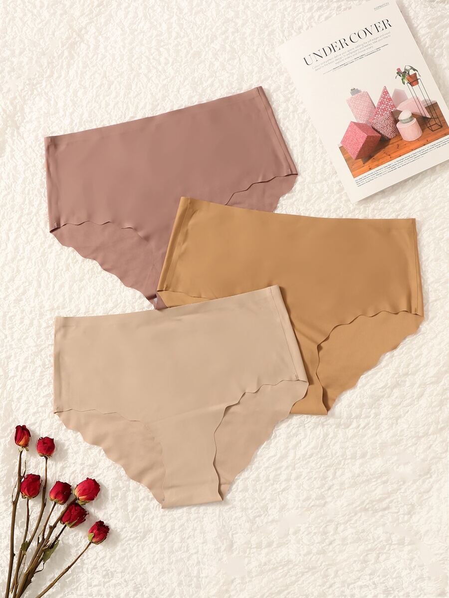 Plus 3pack Scallop Trim Panty Set - Multicolor - View 1