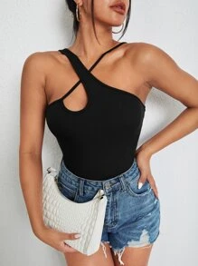 SHEIN BAE Crisscross Front Top - Black - View 5