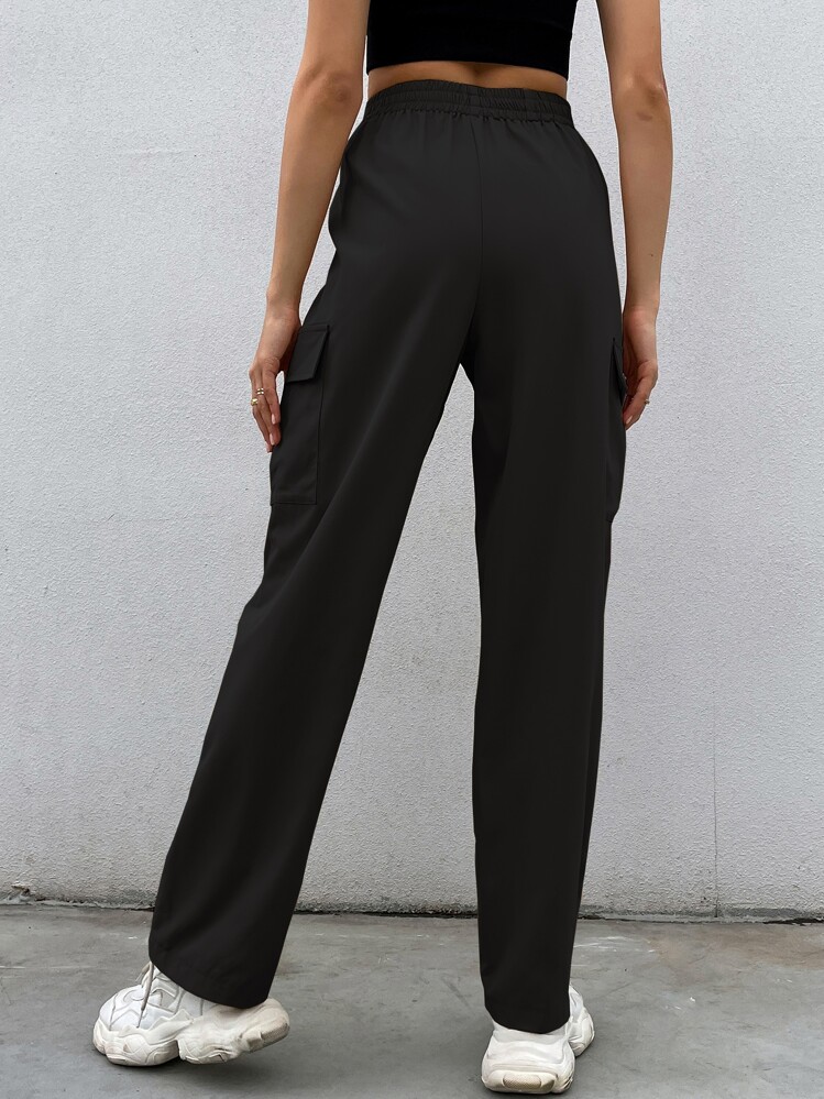 Flirla Flap Pocket Cargo Trousers - Black - View 2