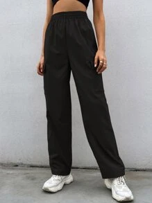 Flirla Flap Pocket Cargo Trousers - Black - View 4