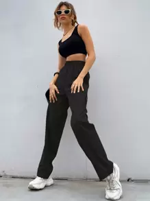 Flirla Flap Pocket Cargo Trousers - Black - View 5