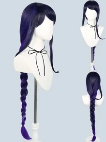 Extra Long Braided Cosplay Synthetic Wig With Bangs - Multicolor - View 2