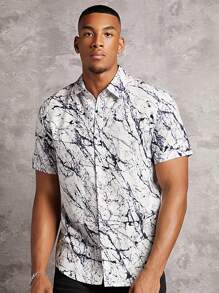 Manfinity Men Marble Print Shirt - Multicolor - View 1