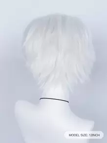 合成發短銀白色尖頭分層直角色扮演假髮劉海男士假髮化裝萬聖節服裝派對道具無膠耐熱纖維頭髮高密度自然外觀12 英寸假髮中性成人或兒童裝扮假髮短直角色扮演假髮動漫漫畫服裝角色扮演節日禮物假髮和 1入組假髮帽 - 白色 - 查看 4