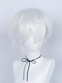 合成發短銀白色尖頭分層直角色扮演假髮劉海男士假髮化裝萬聖節服裝派對道具無膠耐熱纖維頭髮高密度自然外觀12 英寸假髮中性成人或兒童裝扮假髮短直角色扮演假髮動漫漫畫服裝角色扮演節日禮物假髮和 1入組假髮帽 - 白色 - 查看 7