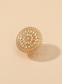 Rhinestone Decor Ring - Yellow Gold - View 2