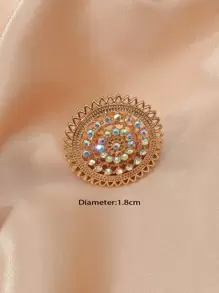 Rhinestone Decor Ring - Yellow Gold - View 3