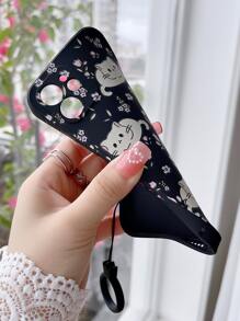 Ốp điện thoại hình mèo hoạt hình Apple dễ thương và họa tiết hoa, tương thích với iPhone 15/15Plus/15Pro/15Promax, chống nước, chống sốc, chống rơi vỡ và chống trầy xước. - Nhiều màu - Xem 3