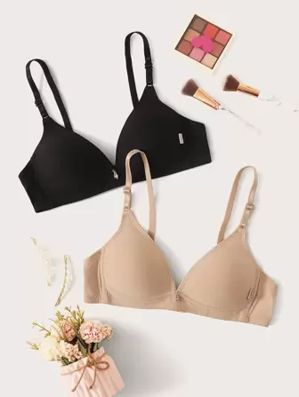 2 Paquetes de Sujetadores ajustables de tiras sólidas, brassieres para mujeres