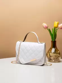 Mini Fashionable Women Handbag Flap Chain Shoulder Bag Crossbody Bag - White - View 3