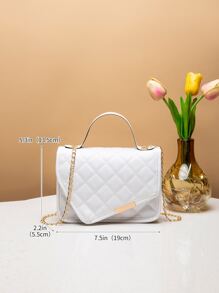 Mini Fashionable Women Handbag Flap Chain Shoulder Bag Crossbody Bag - White - View 4