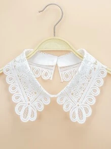 1pc Milk Silk Single-Collar Shirt With Water Soluble Embroidery Valentine's Day Valentines - White - View 1