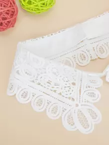 1pc Milk Silk Single-Collar Shirt With Water Soluble Embroidery Valentine's Day Valentines - White - View 3