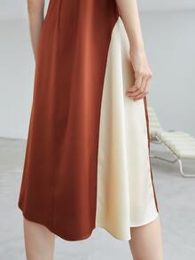 MOTF PREMIUM SATIN TWO TONE CAMI DRESS - Rust Brown - View 3
