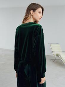 MOTF PREMIUM VELVET EMBROIDERY PULLOVER - Dark Green - View 3