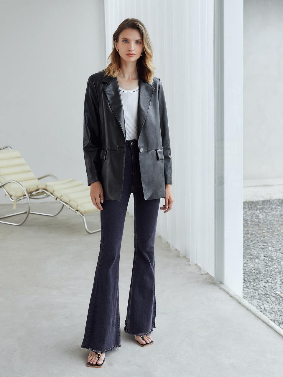 OVERSIZED PU LEATHER BLAZER