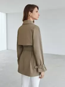 MOTF PREMIUM DOUBLE BREASTED BELTED TRENCH COAT - Mocha Brown - View 4