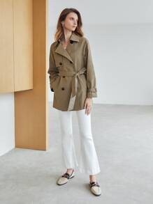 MOTF PREMIUM DOUBLE BREASTED BELTED TRENCH COAT - Mocha Brown - View 5