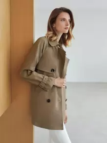 MOTF PREMIUM DOUBLE BREASTED BELTED TRENCH COAT - Mocha Brown - View 6