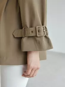 MOTF PREMIUM DOUBLE BREASTED BELTED TRENCH COAT - Mocha Brown - View 8