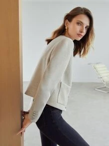 MOTF PREMIUM WOOL-MIX CROPPED OVERCOAT - Beige - View 4