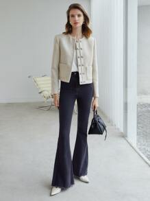 MOTF PREMIUM WOOL-MIX CROPPED OVERCOAT - Beige - View 7