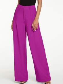 SHEIN Tall High Waist Wide Leg Trousers - Purple - View 1