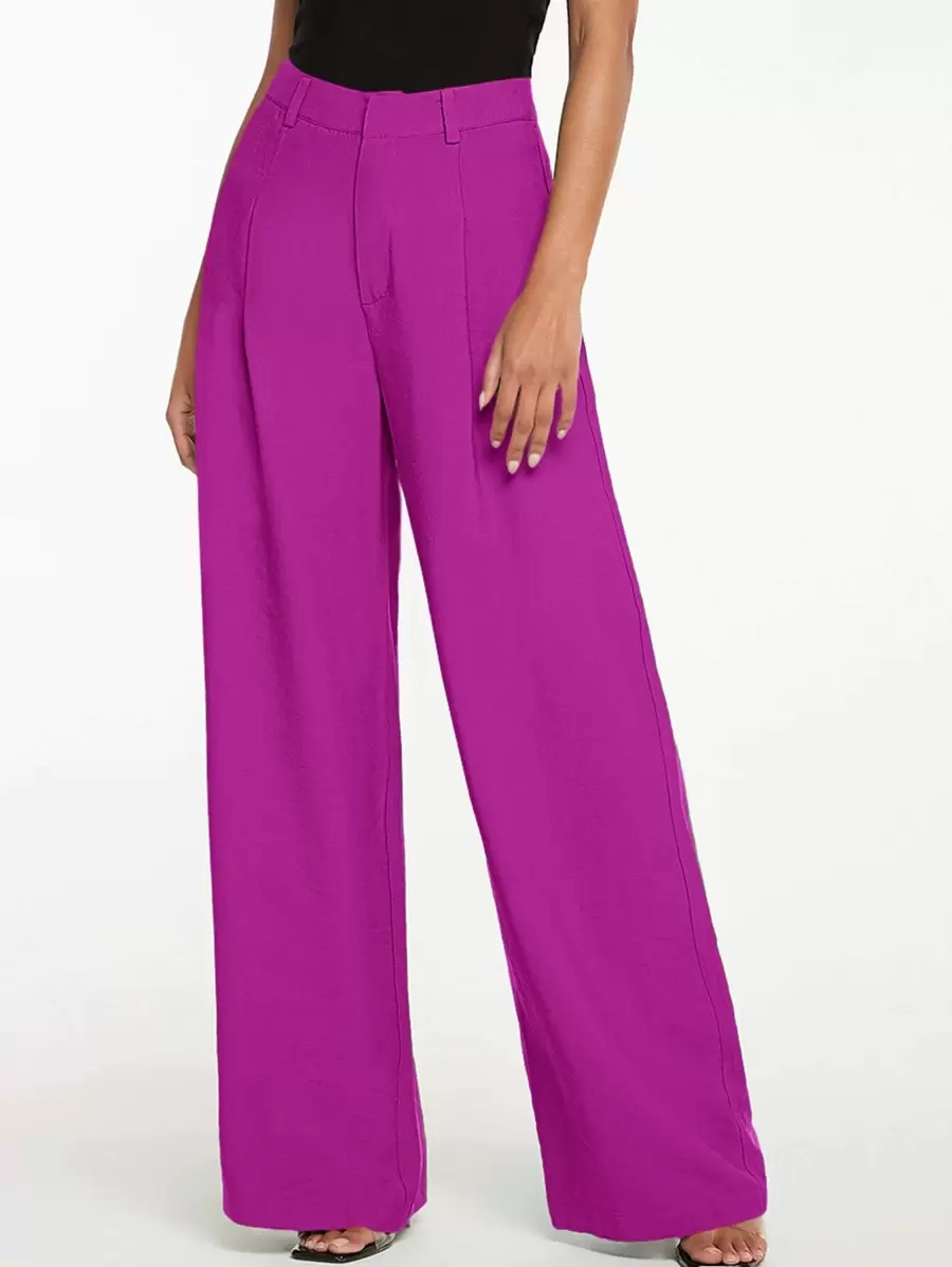 SHEIN Tall High Waist Wide Leg Trousers - Purple - View 1