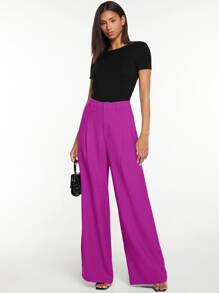 SHEIN Tall High Waist Wide Leg Trousers - Purple - View 5
