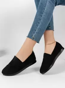 Giày phẳng Tối giản Suedette - màu đen - Xem 1