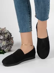 Giày phẳng Tối giản Suedette - màu đen - Xem 2