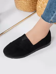 Giày phẳng Tối giản Suedette - màu đen - Xem 3