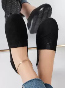 Giày phẳng Tối giản Suedette - màu đen - Xem 6