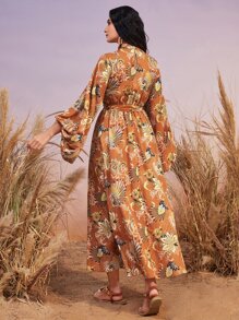 Seusyu Đầm Thắt lưng Hoa Tất cả trên in Boho - Nhiều màu - Xem 2