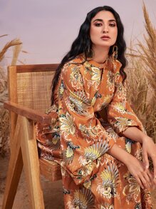 Seusyu Đầm Thắt lưng Hoa Tất cả trên in Boho - Nhiều màu - Xem 5