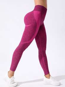 Easithlete Quần legging tập gym Marled đan liền mạch - Màu Hồng Tươi - Xem 1