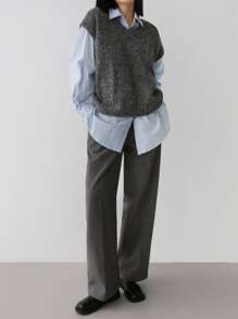 DAZY 1pc V Neck Sweater Vest - Grey - View 6