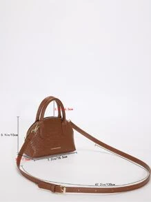 防水、輕盈、商務休閒迷你蛇皮壓花字母細節圓頂包復古適合青少年女大學生、菜鳥和白領非常適合辦公室、大學、工作、商務、通勤 - 棕色 - 查看 3