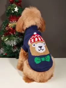 1入組小熊印花寵物毛衣