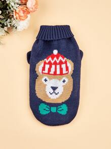 1入組小熊印花寵物毛衣