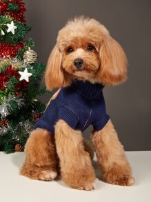 1入組小熊印花寵物毛衣