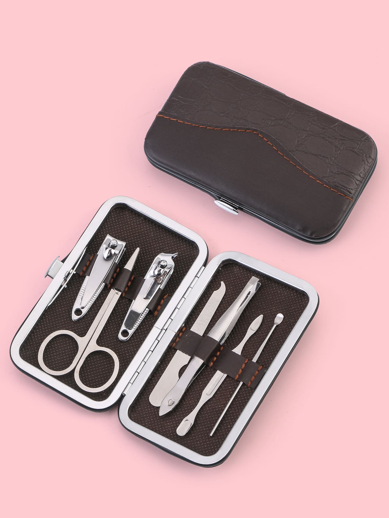 7 piezas Kits de uña set cortaúñas - Marrón - Ver 1