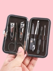 7 piezas Kits de uña set cortaúñas - Marrón - Ver 2