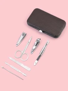 7 piezas Kits de uña set cortaúñas - Marrón - Ver 3