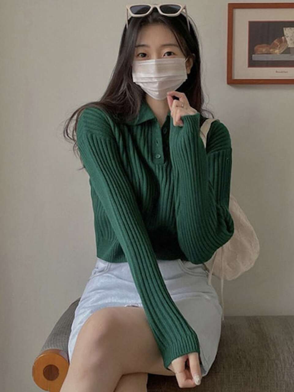 Polo Neck Drop Shoulder Sweater