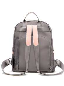 Two Tone Functional Backpack School Bag For Graduate, Teen Girls, Freshman, Sophomore, Junior & Senior In College, University & High School, Perfect For Outdoors ,Travel & Back To School - Khaki - View 2