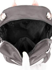 Two Tone Functional Backpack School Bag For Graduate, Teen Girls, Freshman, Sophomore, Junior & Senior In College, University & High School, Perfect For Outdoors ,Travel & Back To School - Khaki - View 4