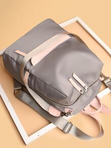 Two Tone Functional Backpack School Bag For Graduate, Teen Girls, Freshman, Sophomore, Junior & Senior In College, University & High School, Perfect For Outdoors ,Travel & Back To School - Khaki - View 5